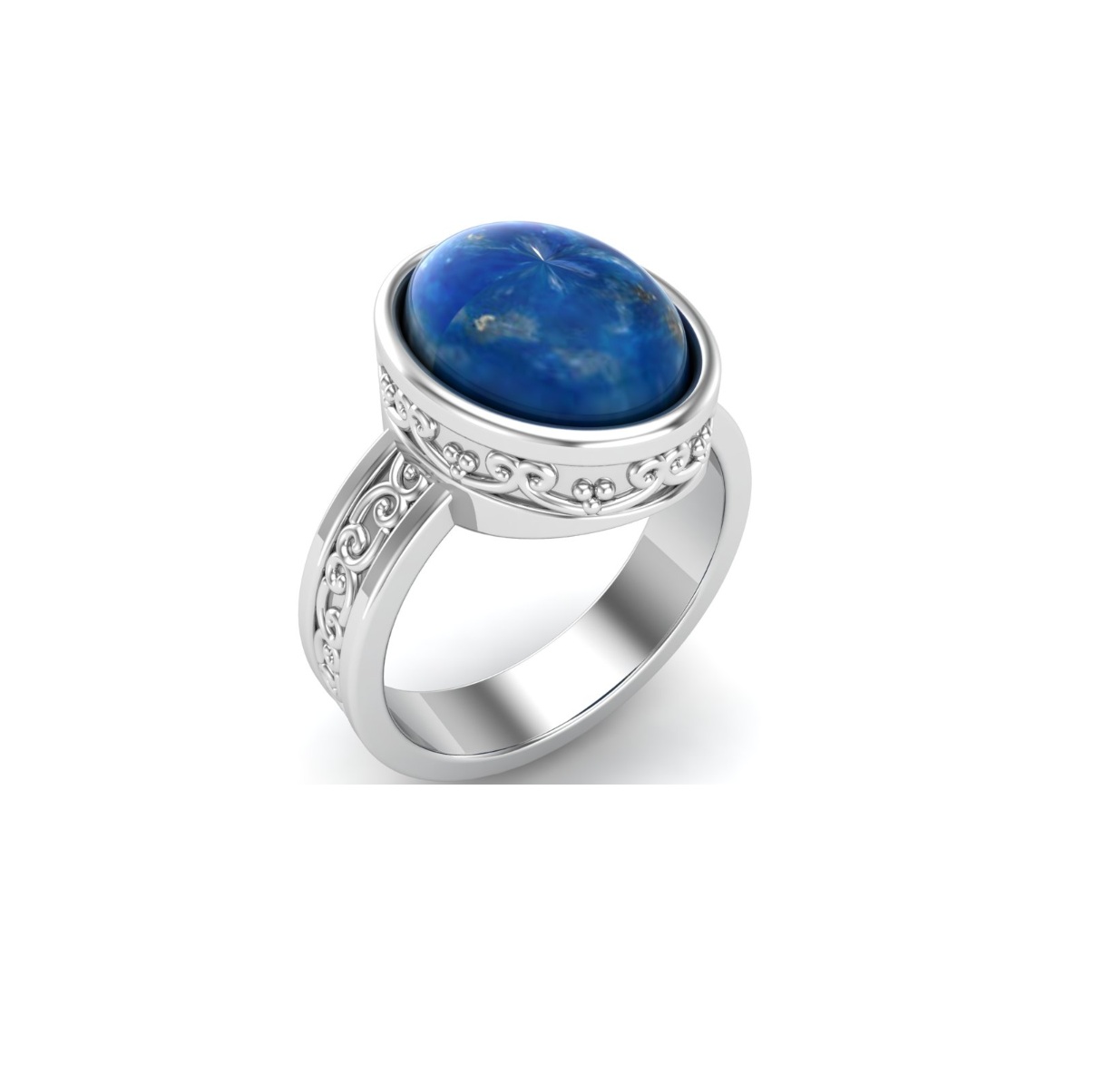 Bague lapis lazuli argent Madras chevalière